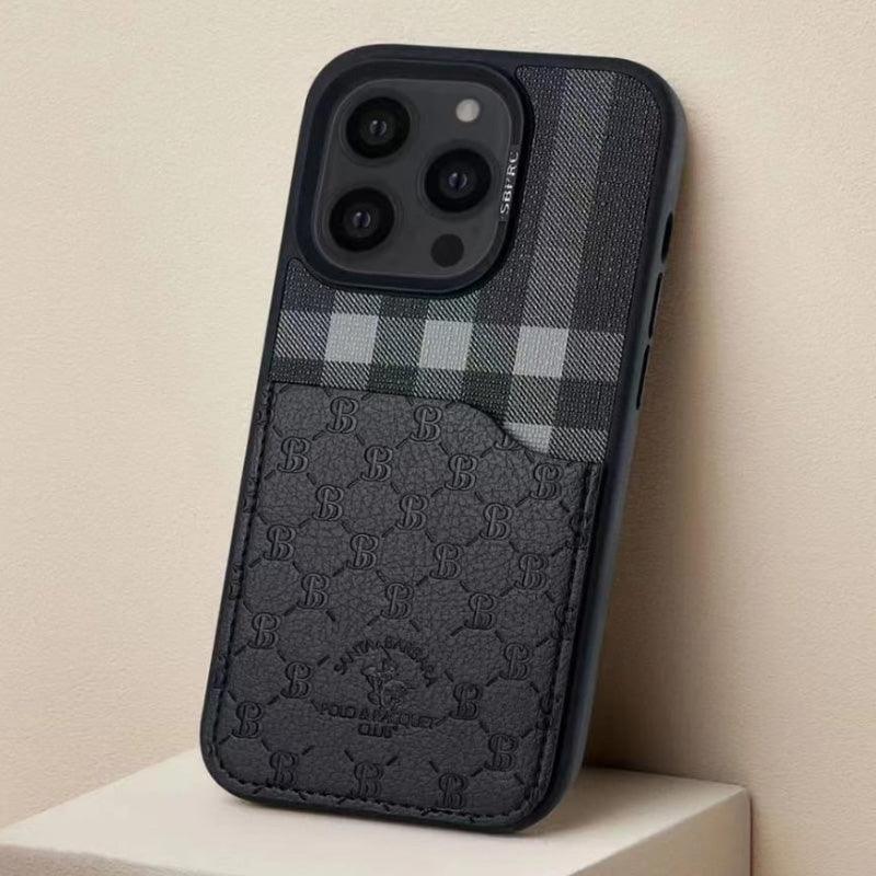 iPhone Classic Plaid Genuine Santa Barbara Leather Case