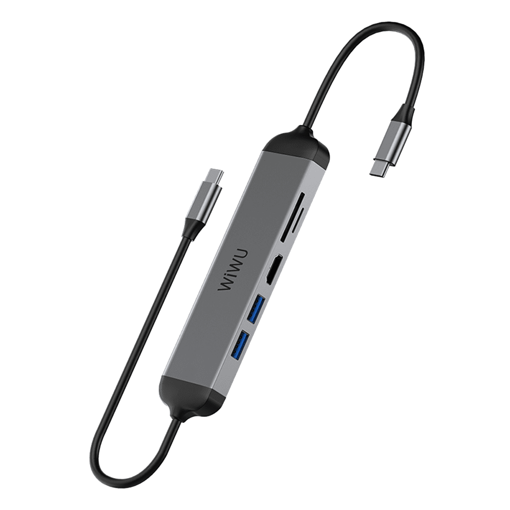 WIWU ALPHA 5 IN 1 USB-C HUB A521H - GRAY - JoCell جوسيل