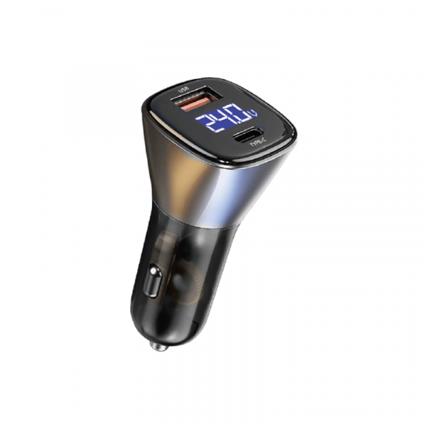 Wiwu pc500 dual port usb+type-c pd 72w car charger - gray