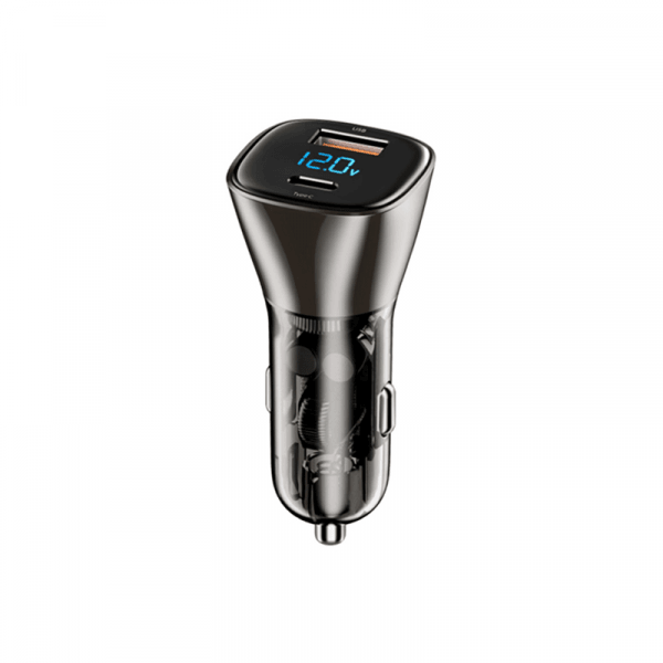 Wiwu pc500 dual port usb+type-c pd 72w car charger - gray