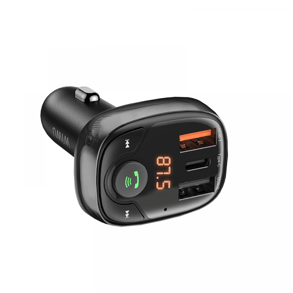 Wiwu pc600 type-c+usbx2 36w quick car charger - black