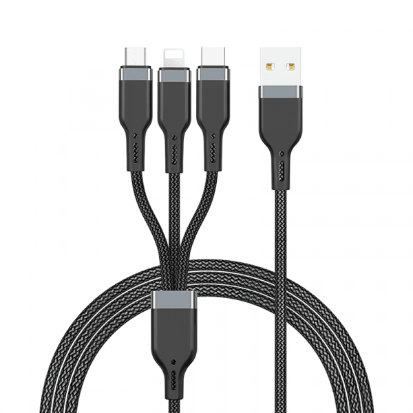 WiWu PT05 3 in 1 USB to Lightning Micro and Type-C Cable