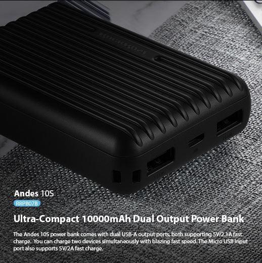 RockRose Andes 10S Power Bank 10000mAh Fast Charge - Black