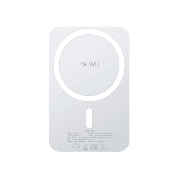 Wiwu Snap Cube Magnetic Wireless Charging 5000mAh Power Bank - White