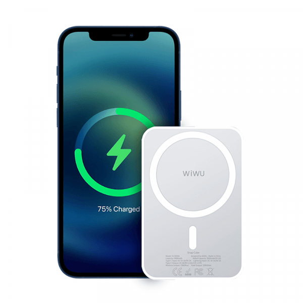 Wiwu Snap Cube Magnetic Wireless Charging 5000mAh Power Bank - White