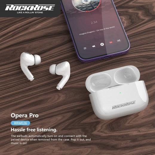 Rockrose Opera Pro True Wireless Earbuds Clear Sound & Stylish Design  - White