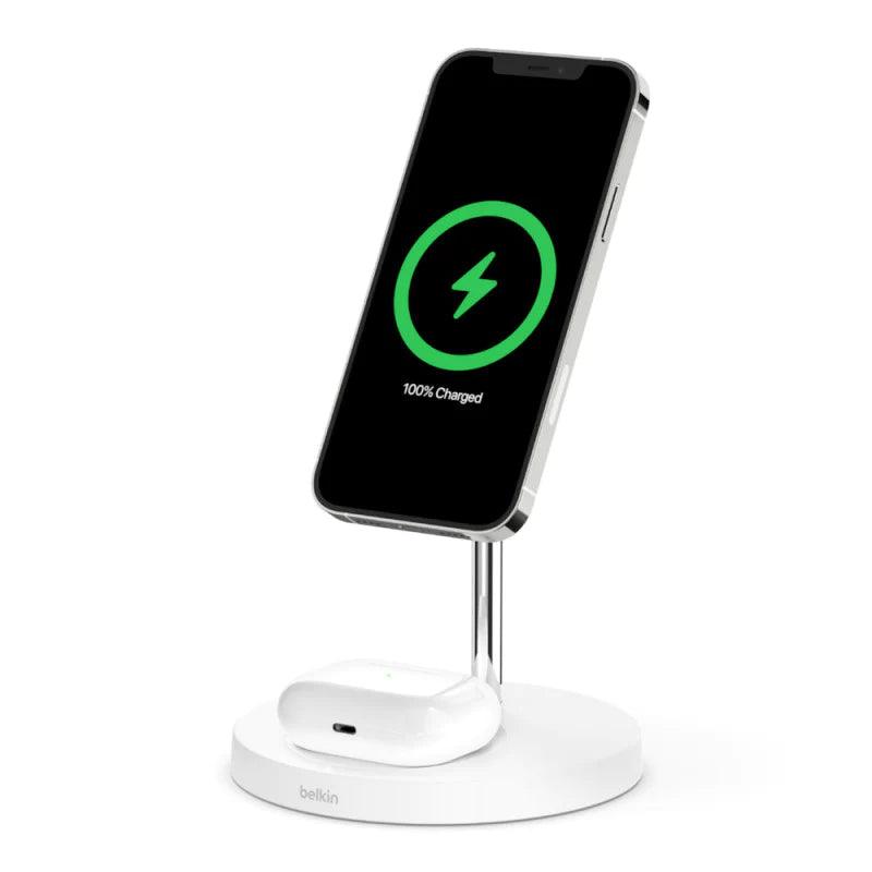 Belkin Boost Charge Pro 2 in 1 Wireless Charger Stand - White