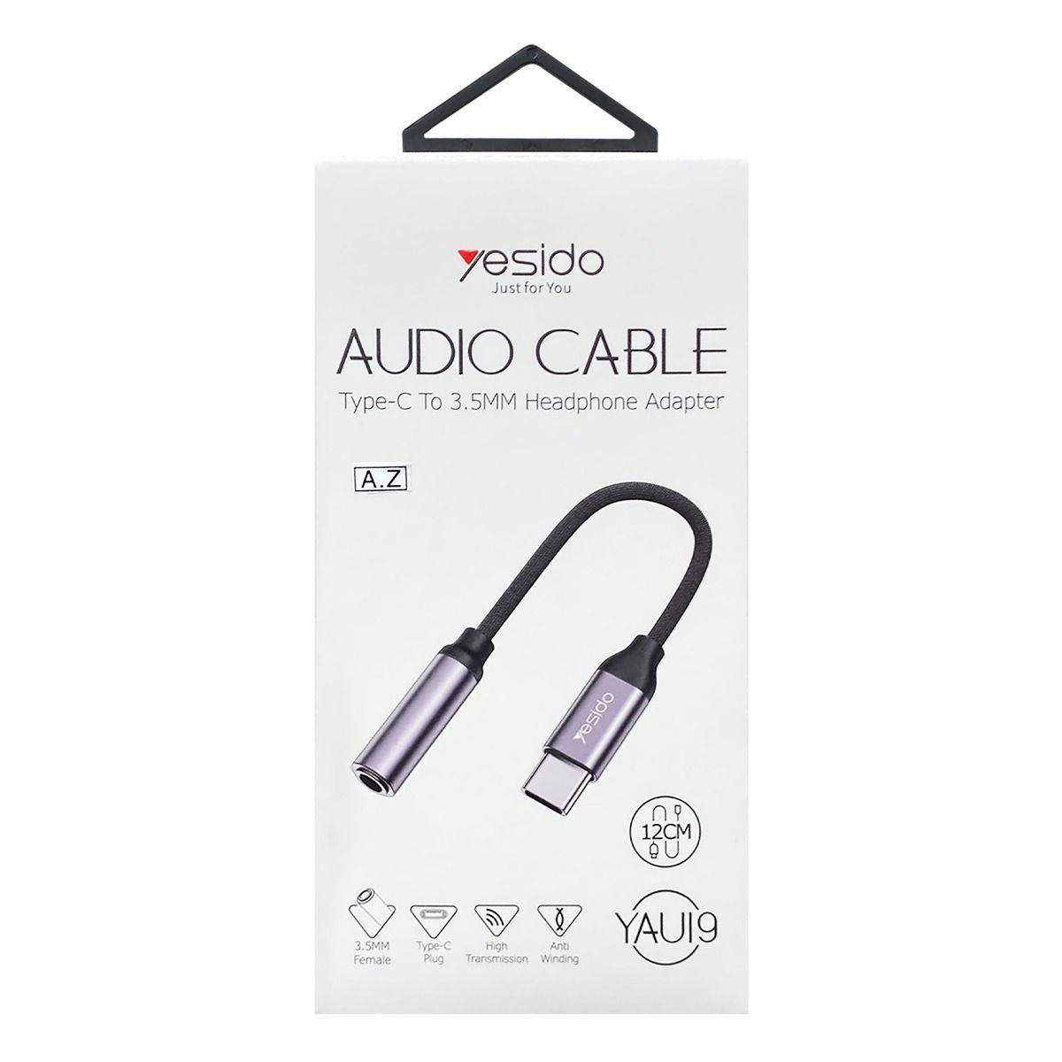 YESIDO YAU19 HiFi Audio Adapter with Type C & 3.5mm Jack - Gray